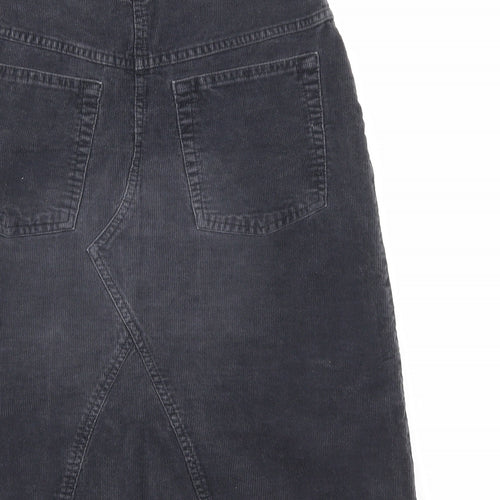 Marks and Spencer Womens Grey Cotton A-Line Skirt Size 10 Zip