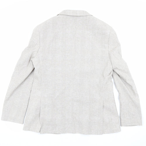 Marks and Spencer Mens Beige Plaid Linen Jacket Blazer Size 42 Regular