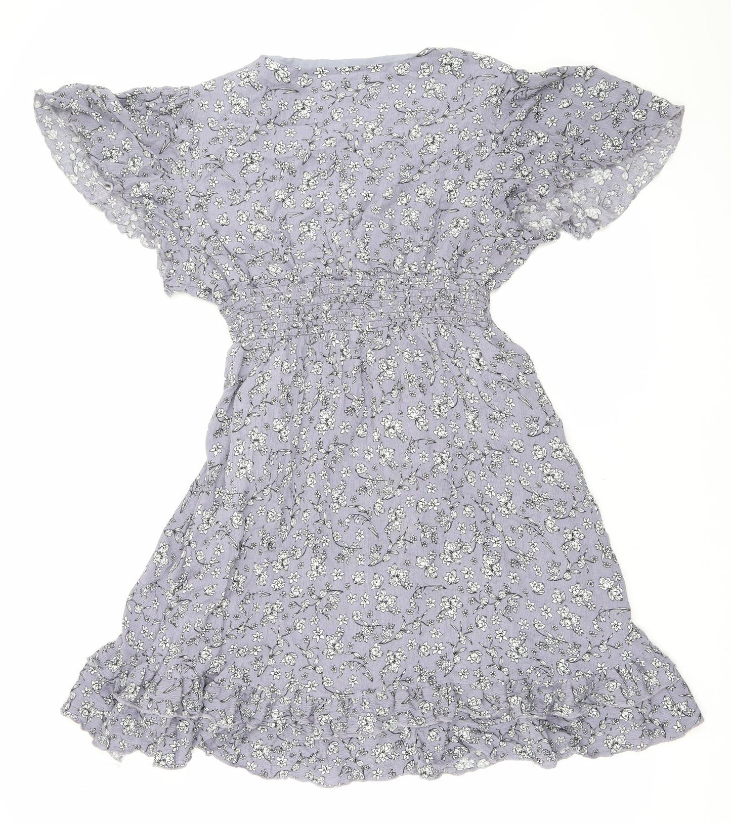 Solo Womens Purple Floral Viscose A-Line Size 18 V-Neck Pullover