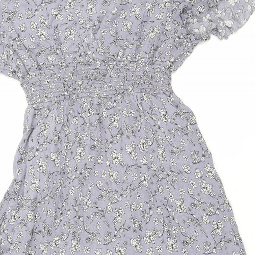 Solo Womens Purple Floral Viscose A-Line Size 18 V-Neck Pullover