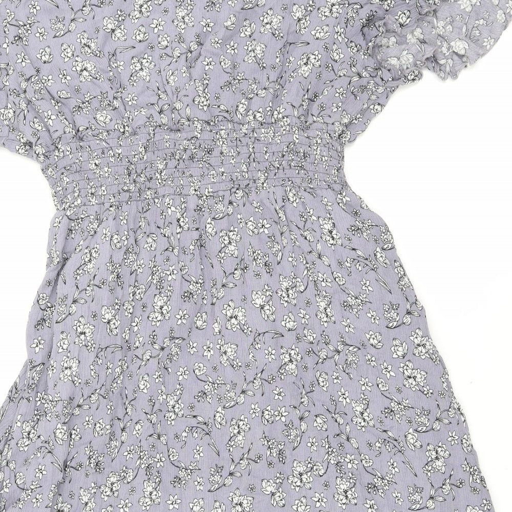 Solo Womens Purple Floral Viscose A-Line Size 18 V-Neck Pullover