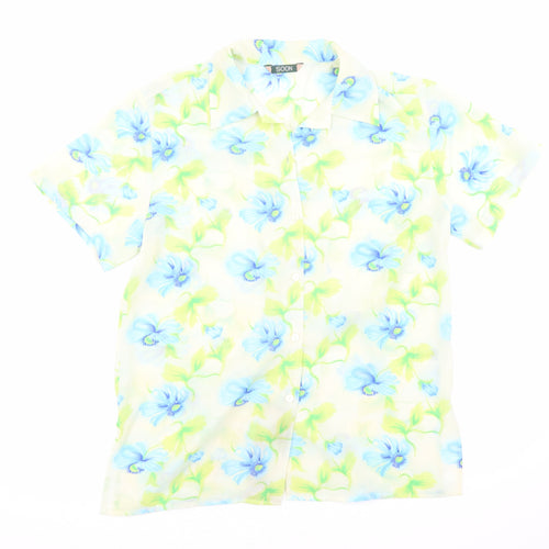 Soon Womens Multicoloured Floral Polyester Basic Button-Up Size 12 Collared