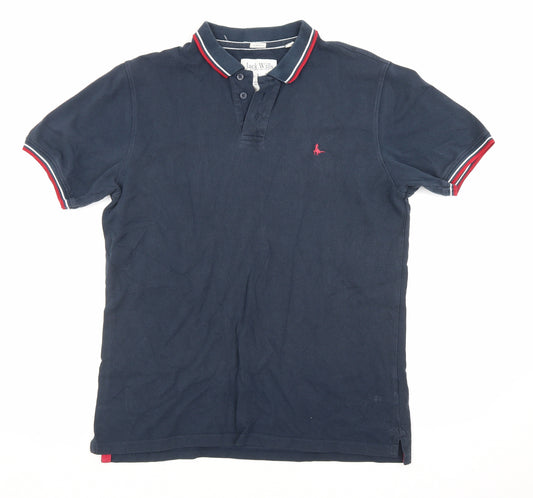 Jack Wills Mens Blue Cotton Polo Size L Collared Button