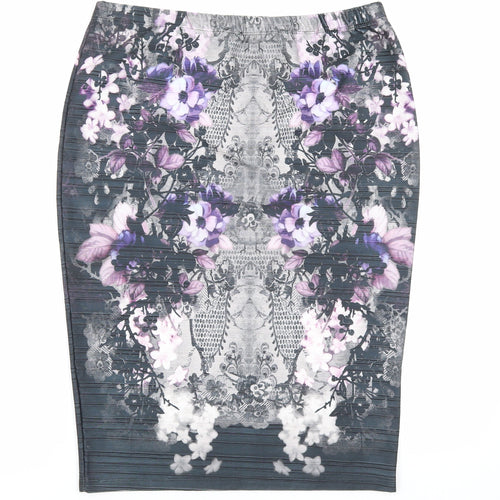 NEXT Womens Purple Floral Polyester Straight & Pencil Skirt Size 12