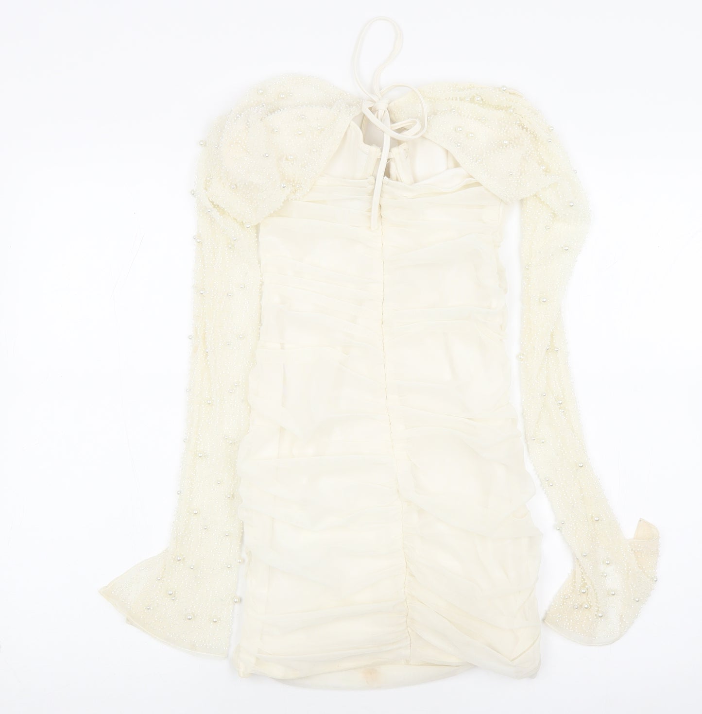 Oh Polly Womens Ivory Polyester Mini Size 8 Sweetheart Zip - Beading