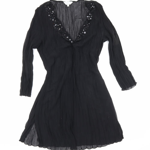 Debenhams Womens Black Polyester A-Line Size 14 V-Neck Tie