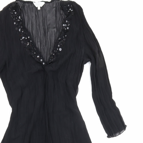 Debenhams Womens Black Polyester A-Line Size 14 V-Neck Tie