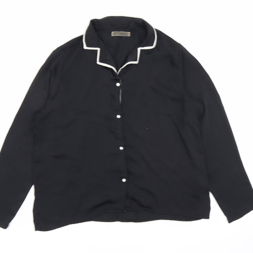 Mango Womens Black Polyester Basic Button-Up Size S Collared