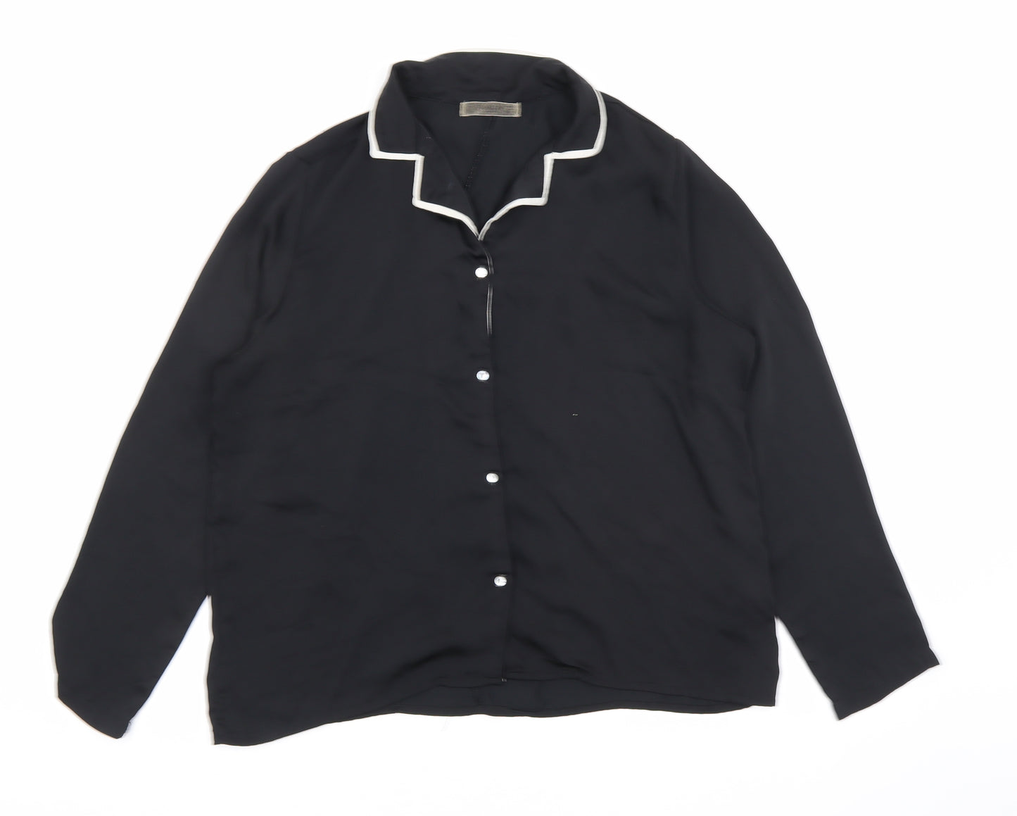 Mango Womens Black Polyester Basic Button-Up Size S Collared