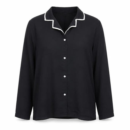 Mango Womens Black Polyester Basic Button-Up Size S Collared