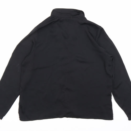 Mango Womens Black Polyester Basic Button-Up Size S Collared