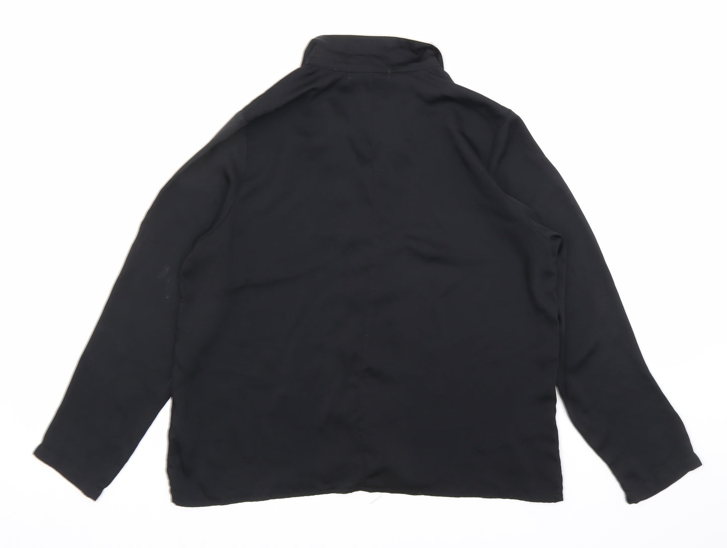 Mango Womens Black Polyester Basic Button-Up Size S Collared