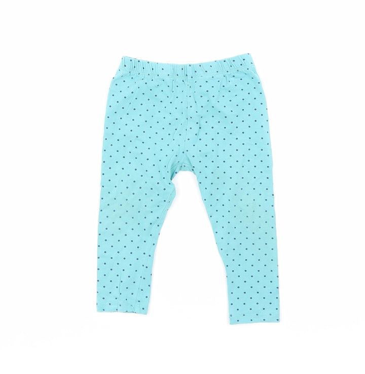 Mini Club Girls Blue Polka Dot Cotton Pedal Pusher Leggings Size 12-18 Months