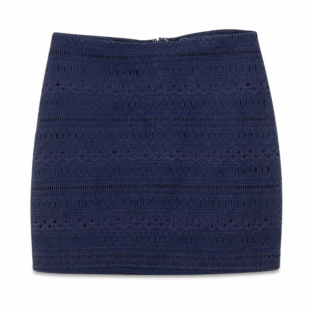 Gap Womens Blue Geometric Cotton A-Line Skirt Size 6 Zip