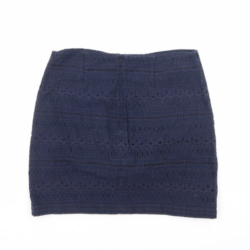 Gap Womens Blue Geometric Cotton A-Line Skirt Size 6 Zip