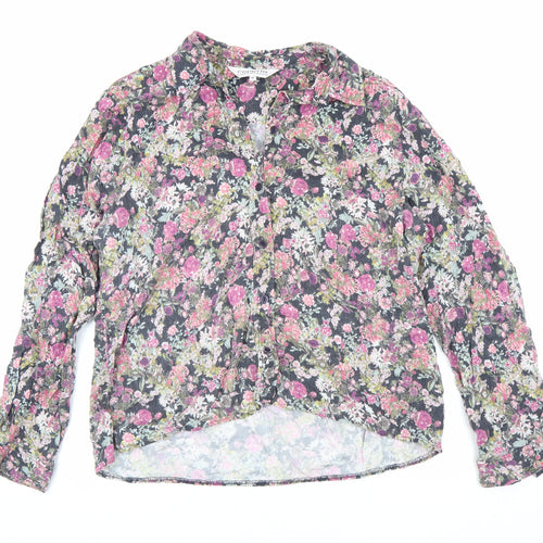 Country Collection Womens Multicoloured Floral Viscose Basic Button-Up Size 16 Collared