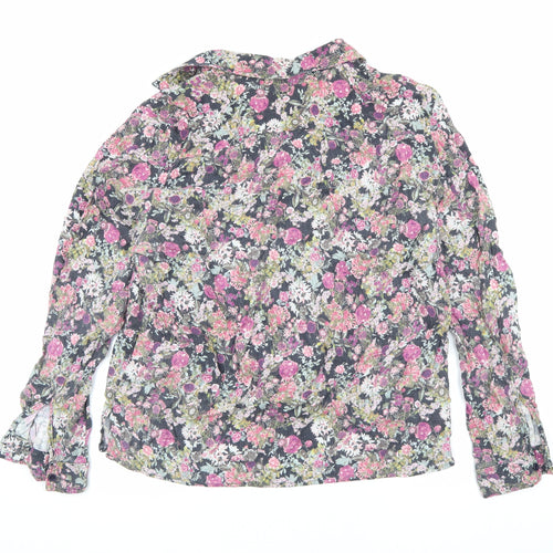 Country Collection Womens Multicoloured Floral Viscose Basic Button-Up Size 16 Collared