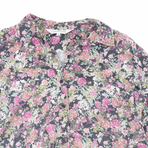 Country Collection Womens Multicoloured Floral Viscose Basic Button-Up Size 16 Collared
