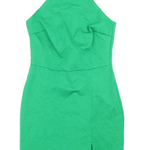 Stradivarius Womens Green Viscose Mini Size M Halter Pullover