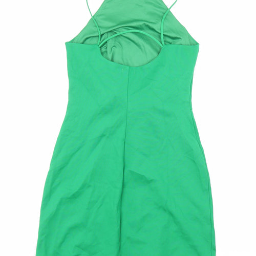 Stradivarius Womens Green Viscose Mini Size M Halter Pullover