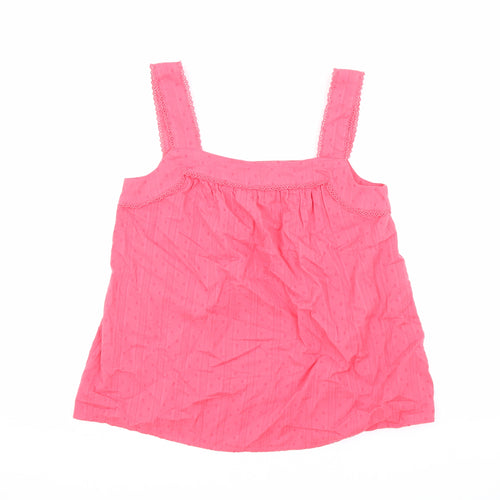 Marks and Spencer Womens Pink Polka Dot Cotton Basic Tank Size 8 Square Neck