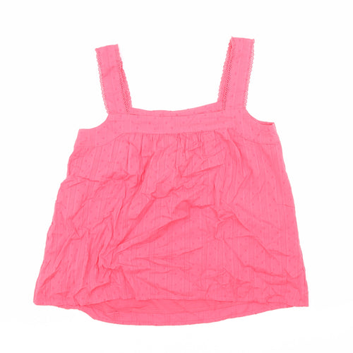 Marks and Spencer Womens Pink Polka Dot Cotton Basic Tank Size 8 Square Neck