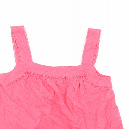 Marks and Spencer Womens Pink Polka Dot Cotton Basic Tank Size 8 Square Neck