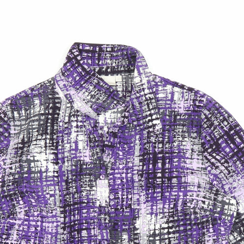 Country Casuals Womens Purple Geometric Polyester Basic Button-Up Size 10 Collared