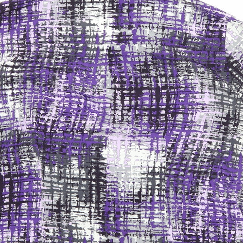 Country Casuals Womens Purple Geometric Polyester Basic Button-Up Size 10 Collared