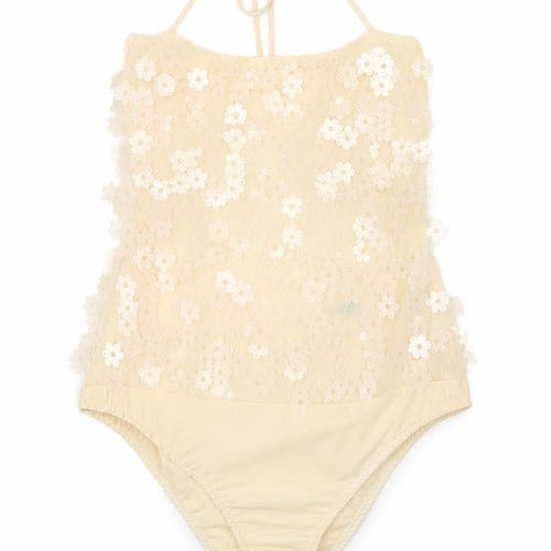 Zara Womens Beige Flecked Polyester Bodysuit One-Piece Size S L10 in Snap