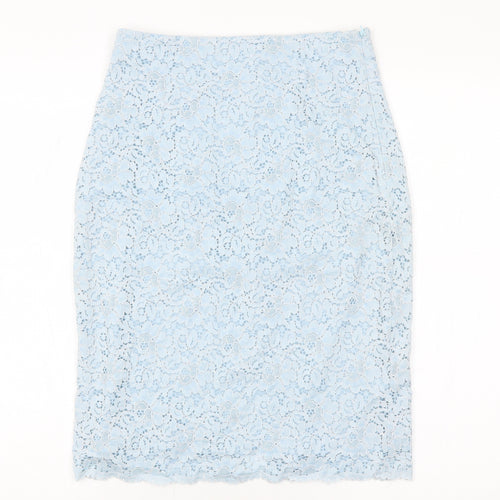 Zara Womens Blue Floral Polyester Straight & Pencil Skirt Size XS Zip