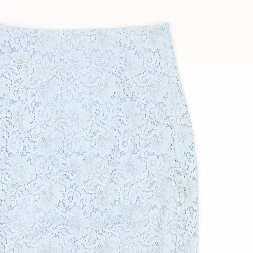 Zara Womens Blue Floral Polyester Straight & Pencil Skirt Size XS Zip