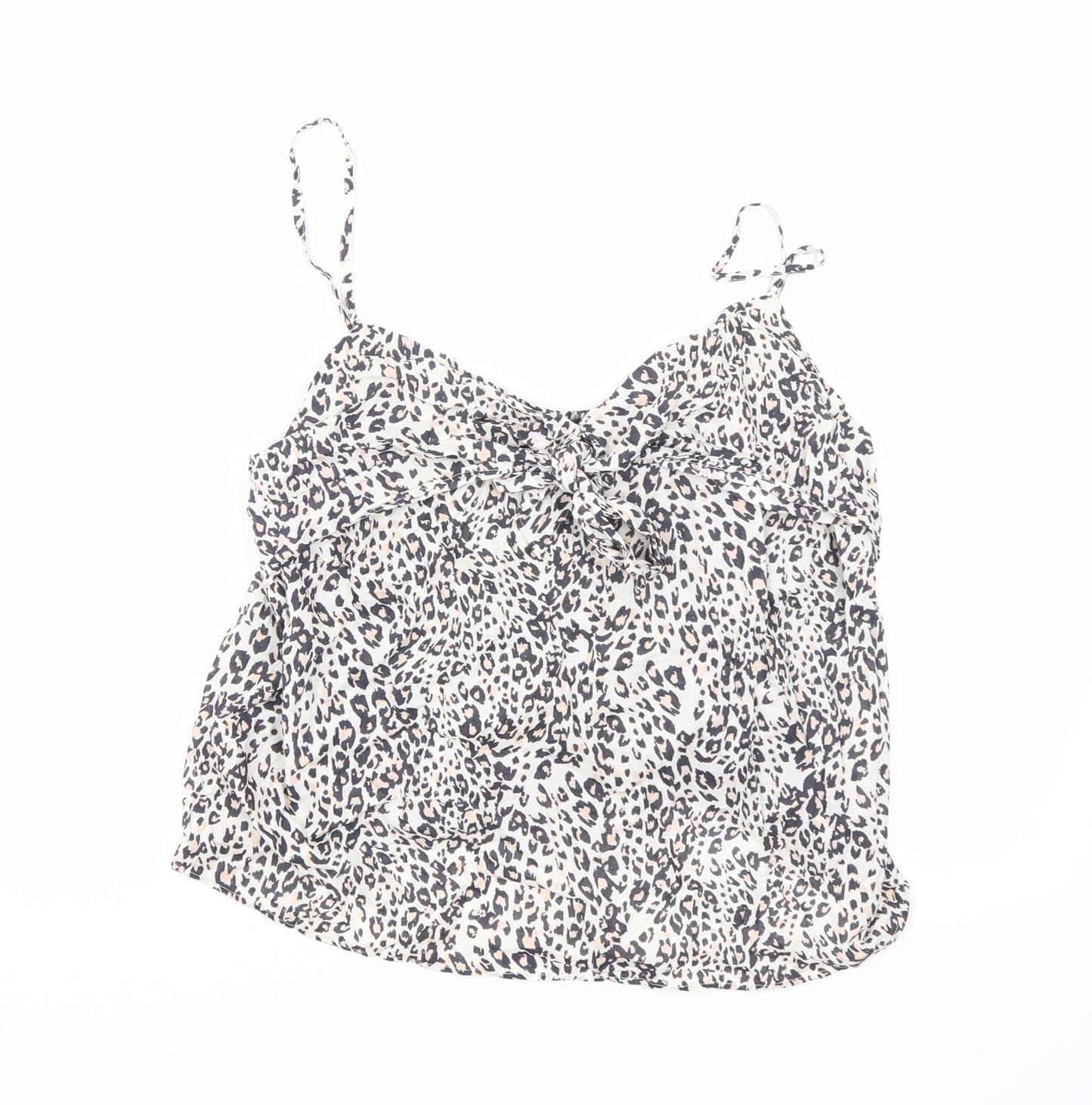 Marks and Spencer Womens Beige Animal Print Cotton Camisole Tank Size 14 V-Neck - Leopard print