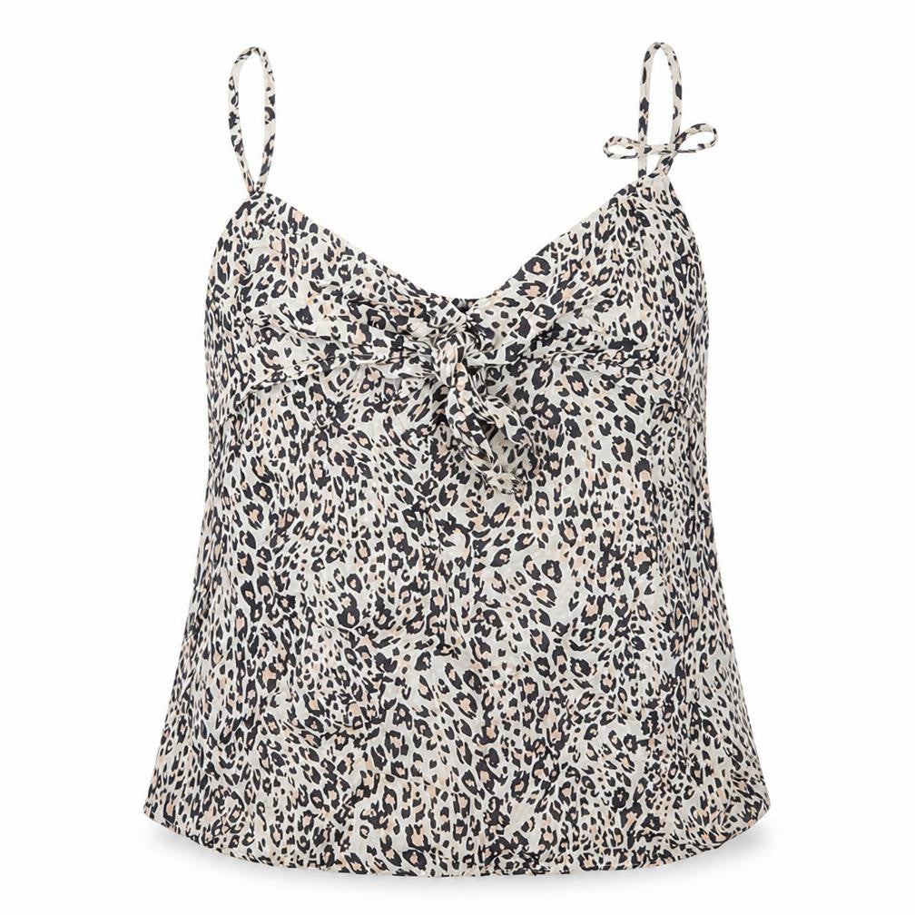 Marks and Spencer Womens Beige Animal Print Cotton Camisole Tank Size 14 V-Neck - Leopard print