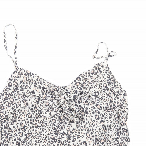 Marks and Spencer Womens Beige Animal Print Cotton Camisole Tank Size 14 V-Neck - Leopard print