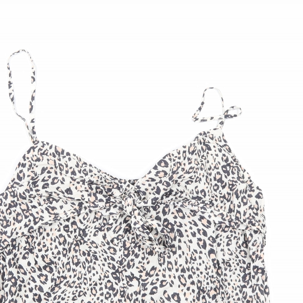Marks and Spencer Womens Beige Animal Print Cotton Camisole Tank Size 14 V-Neck - Leopard print