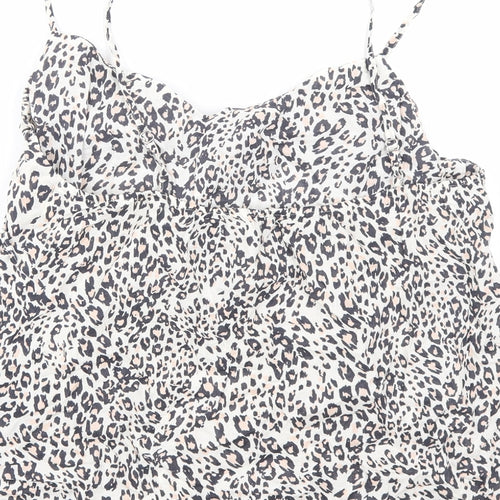 Marks and Spencer Womens Beige Animal Print Cotton Camisole Tank Size 14 V-Neck - Leopard print