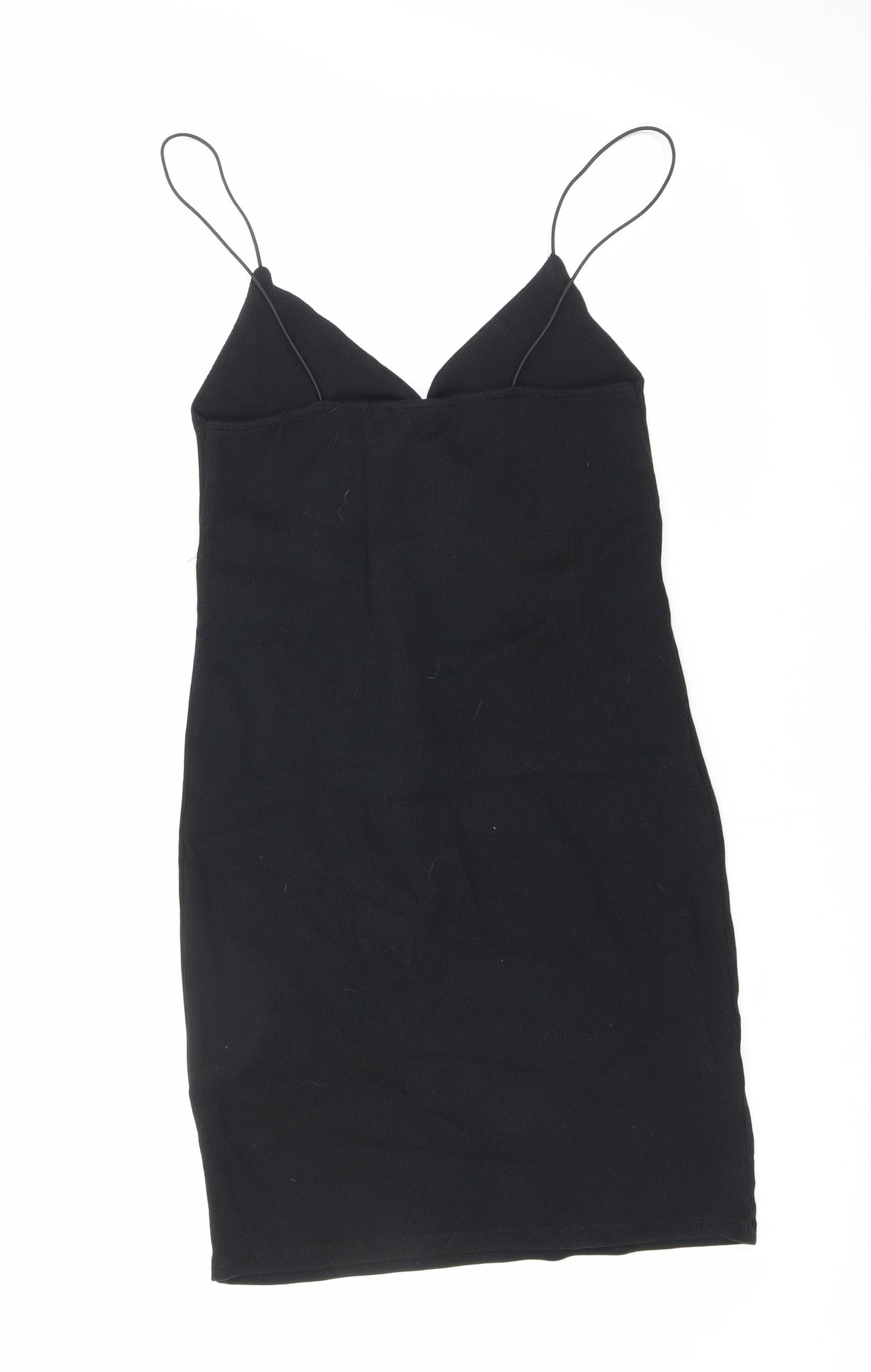 Zara Womens Black Cotton Mini Size L V-Neck Pullover