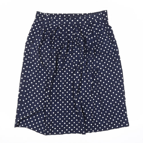 Lee Winter Womens Blue Polka Dot Polyester A-Line Skirt Size 14 Zip