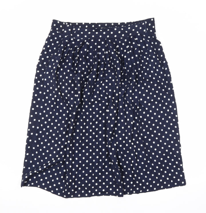 Lee Winter Womens Blue Polka Dot Polyester A-Line Skirt Size 14 Zip