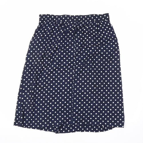 Lee Winter Womens Blue Polka Dot Polyester A-Line Skirt Size 14 Zip