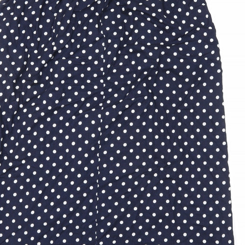 Lee Winter Womens Blue Polka Dot Polyester A-Line Skirt Size 14 Zip