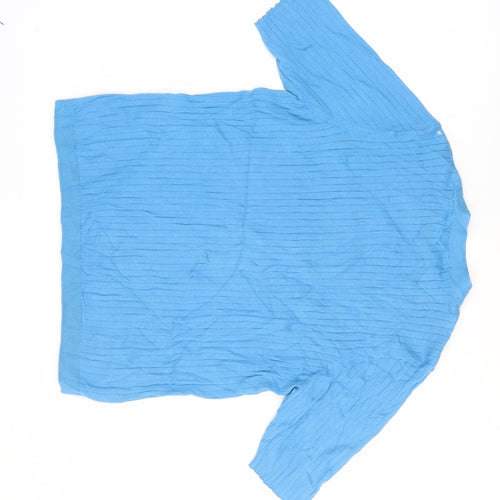 Marks and Spencer Women's Blue Button-Up V-Neck M Top