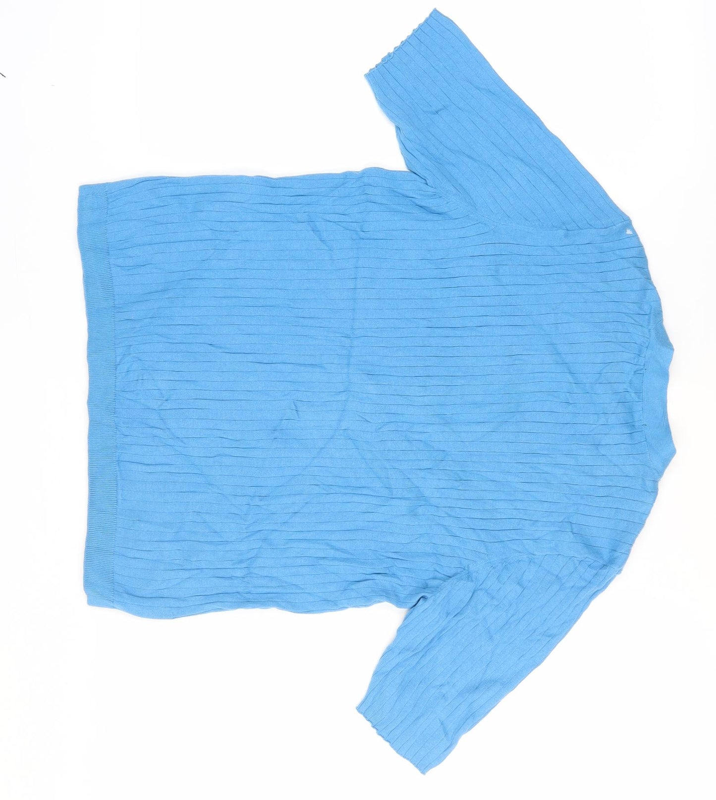 Marks and Spencer Women's Blue Button-Up V-Neck M Top