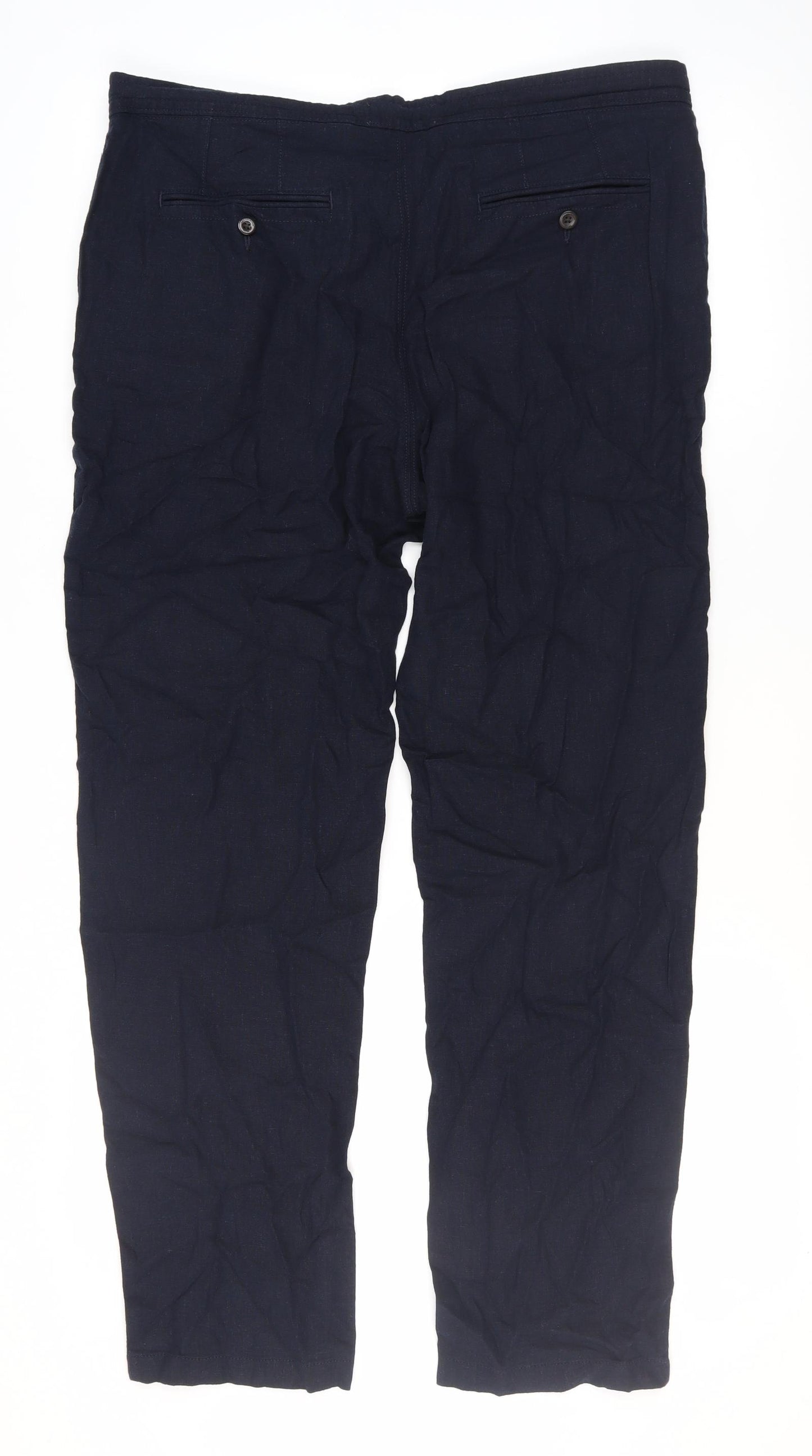 Marks & Spencer Unisex Black Joggers, Size 38, Flax Blend