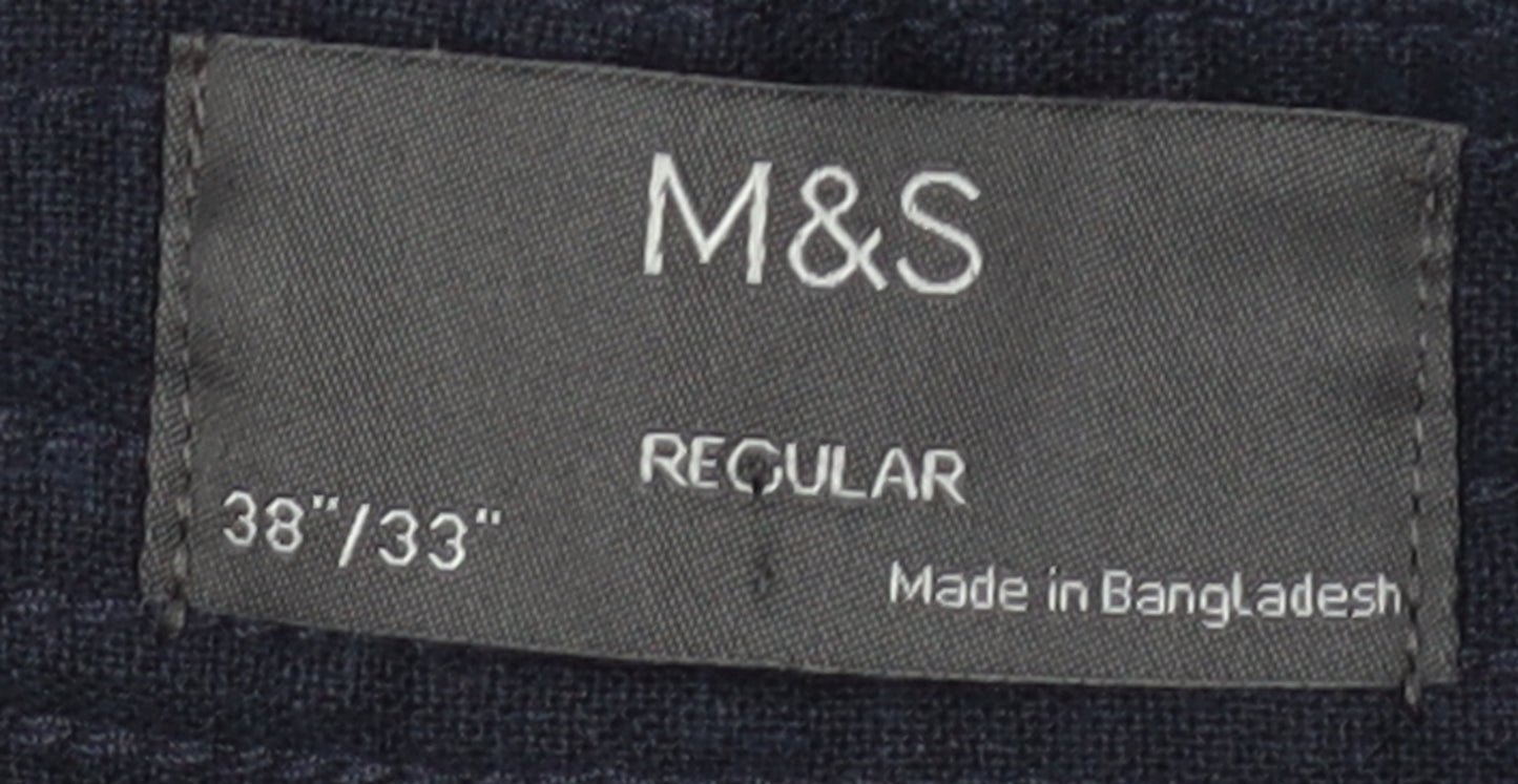 Marks & Spencer Unisex Black Joggers, Size 38, Flax Blend