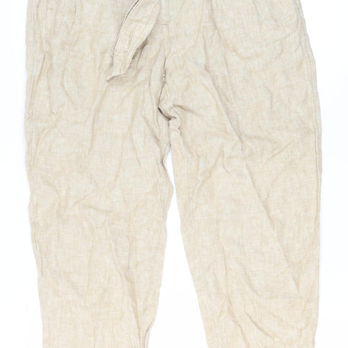 Marks and Spencer Women's Beige Linen Paperbag Trousers