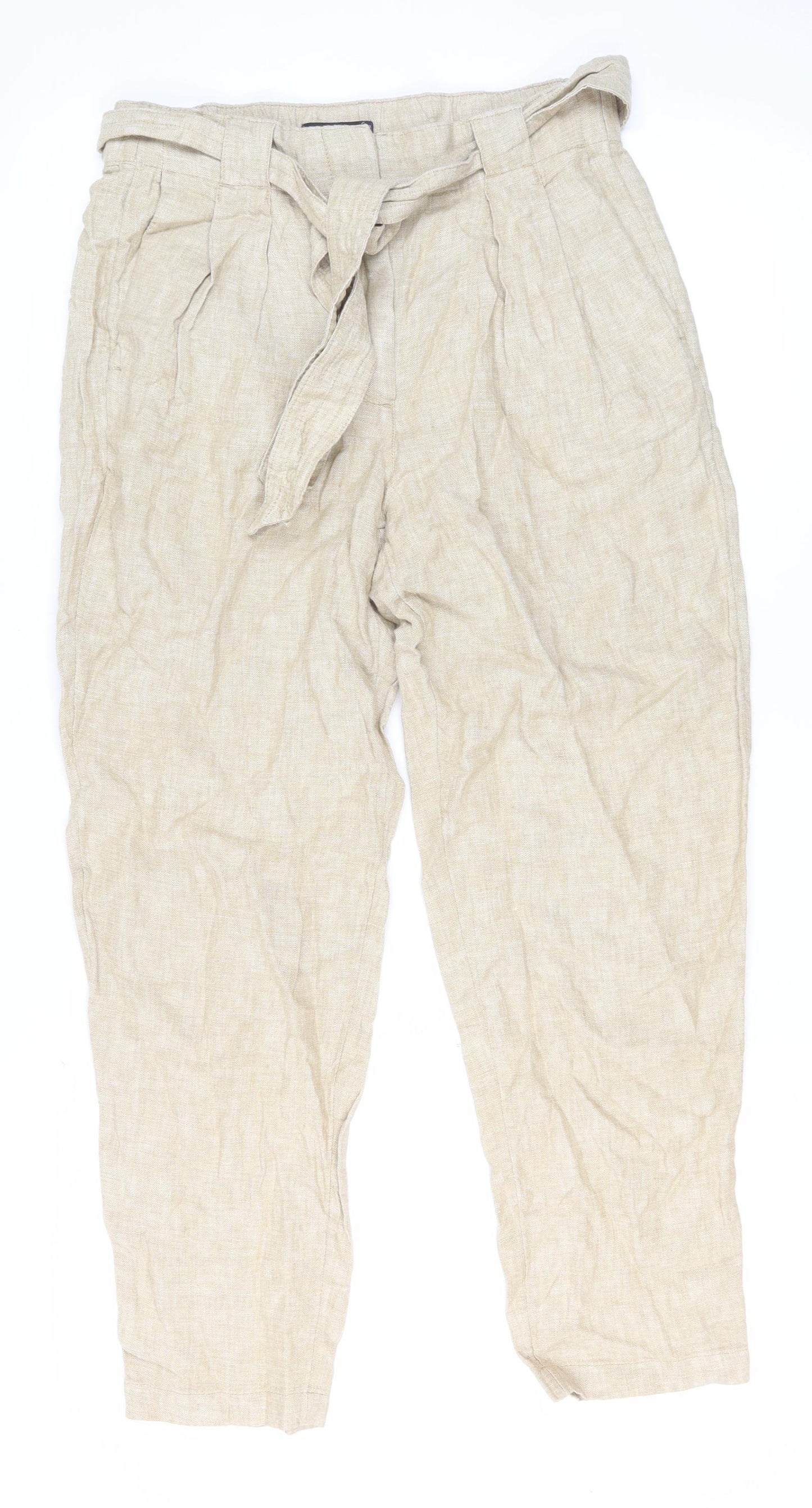 Marks and Spencer Women's Beige Linen Paperbag Trousers