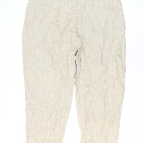 Marks and Spencer Women's Beige Linen Paperbag Trousers