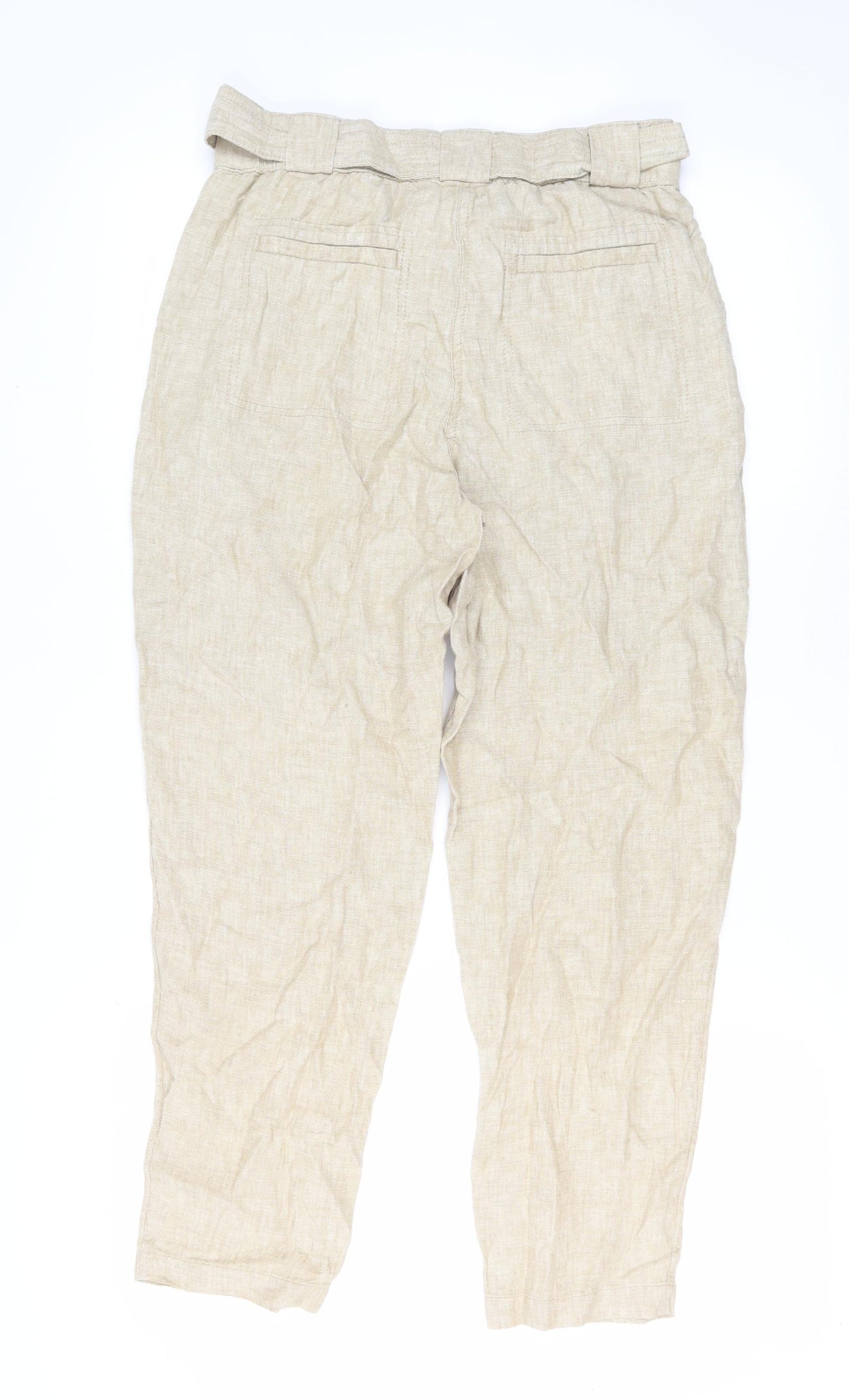 Marks and Spencer Women's Beige Linen Paperbag Trousers